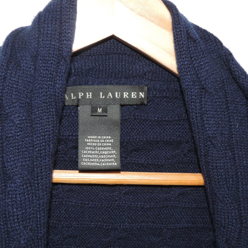 RALPH LAUREN Black Label sz M Navy Blue Cashmere Circle Sweater Cable Knit - Picture 5 of 16